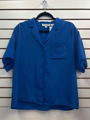 Size 14 Oscar de la Renta Royal Blue Short Sleeve Shirt