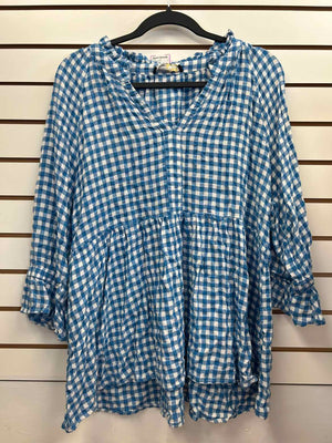 Suzanne Betro blue & beige Long Sleeve Shirt