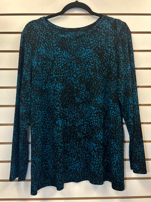 Size L Chico's Teal/Black Long Sleeve Top