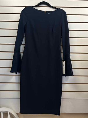 Size 6 Calvin Klein Navy Long Sleeve Dress