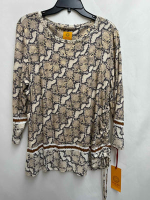 Size L Ruby Rd Tan Print Long Sleeve Top