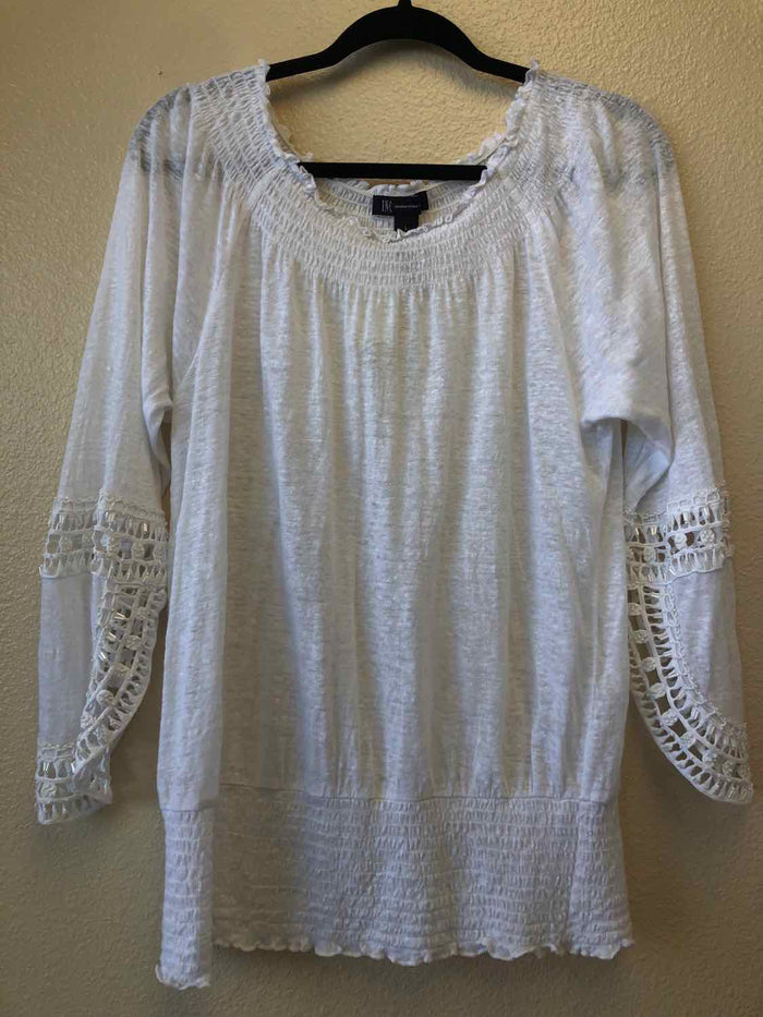 Size L INC White Long Sleeve Top