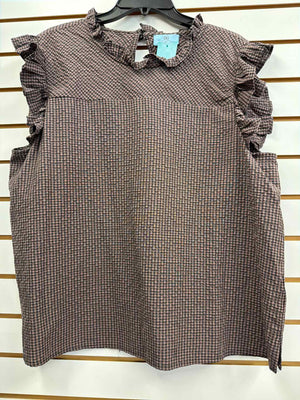 Size XL CeCe Brown Print Casual Top