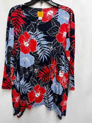 Size L Ruby Rd Red Print Long Sleeve Top