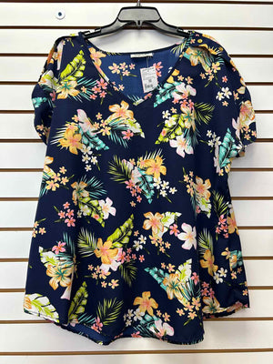 Size 2X speed limit Blue Multi Colored Casual Top