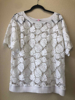 Size M Lilly Pulitzer White Short Sleeve Sweater