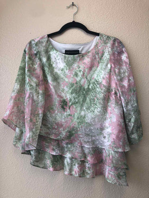 Size S Alex Evenings Pink Green & White Formal Wear Top