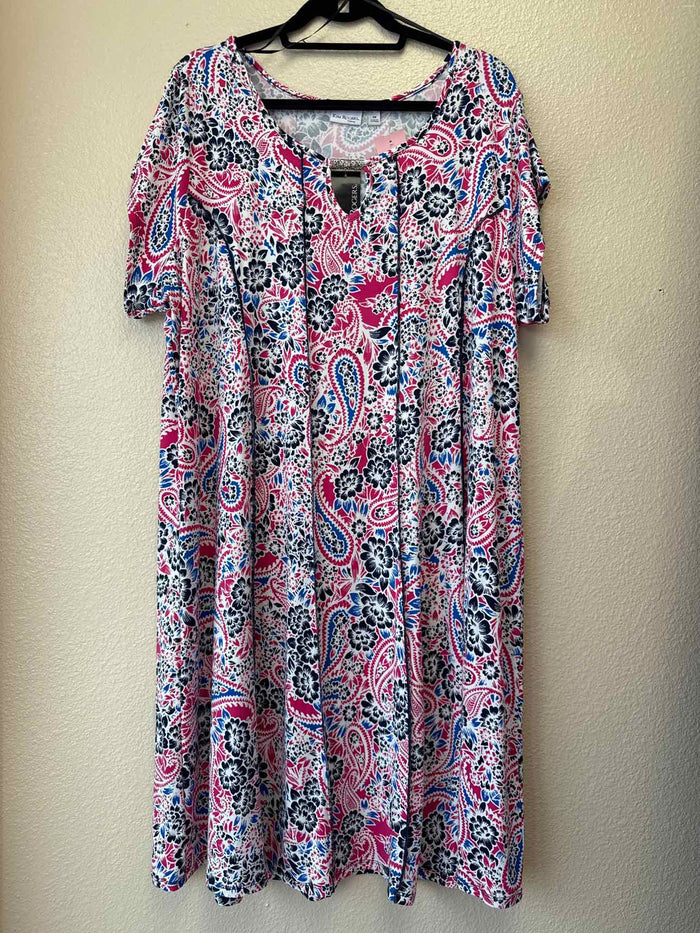 Size 3X Kim Rogers blue pink white Dress