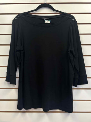 Size 1X Jones New York Black 3/4 Sleeve Top