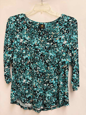Size PXL JM Collection Green Print Long Sleeve Top