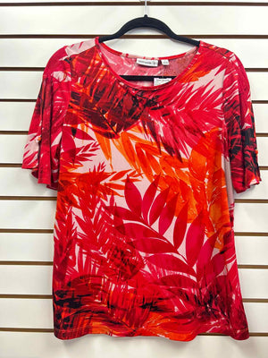 Size S Susan Graver Red Print Casual Top