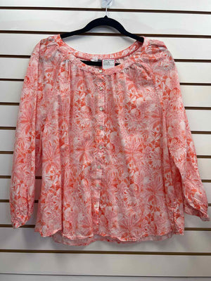 Size L Tommy Bahama Coral Long Sleeve Top