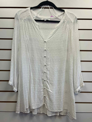 Size 1X Rose & Olive White Long Sleeve Shirt