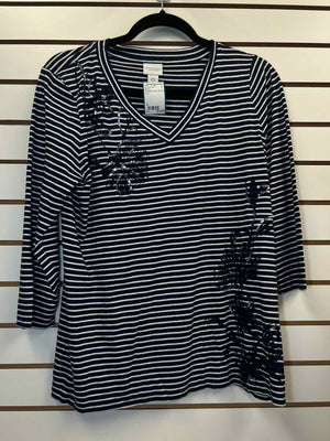Size S Chico's Blue/White 3/4 Sleeve Top