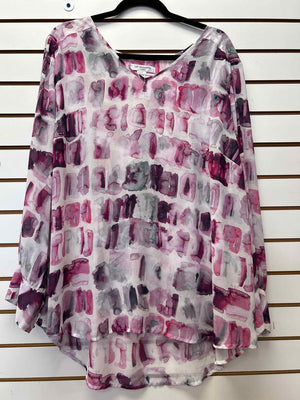 Size 2X Liz Claiborne Purple Print Shell
