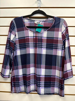 Size PS Alia Purple Print 3/4 Sleeve Top
