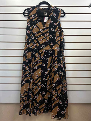 Size M Anne Klein Brown/Black Print Dress
