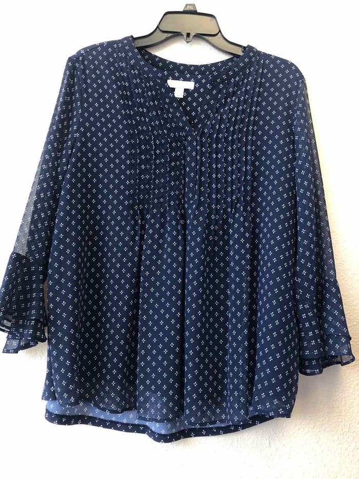 Size PXL Charter Club Navy Print Casual Top