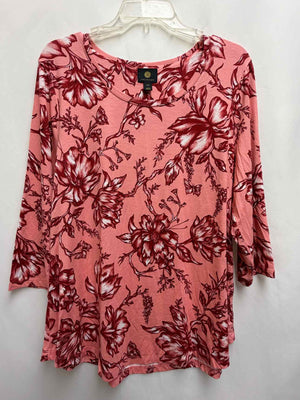 Size PXL JM Collection Coral Print Long Sleeve Top