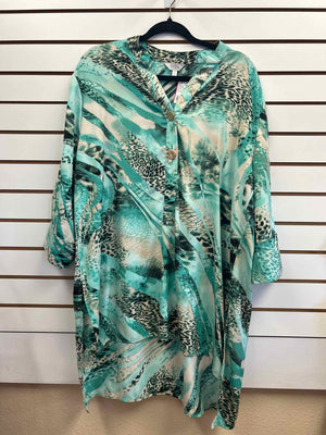 Size 1X Coral Bay Green/Beige Tunic
