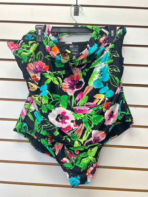 Size 2X Catalina Black Print Swimsuit