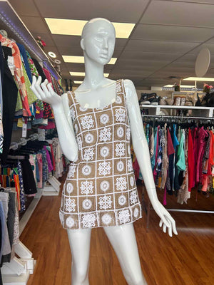 Size 0 Loft Beige/White Dress