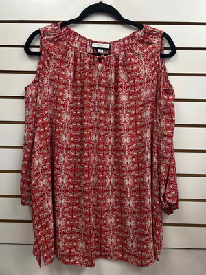 Size PXL Charter Club Red White Tan Long Sleeve Top
