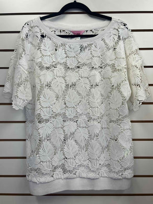 Size M Lilly Pulitzer White Short Sleeve Sweater