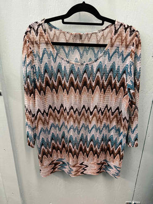 Size XL Chico's Brown & Blue Casual Top