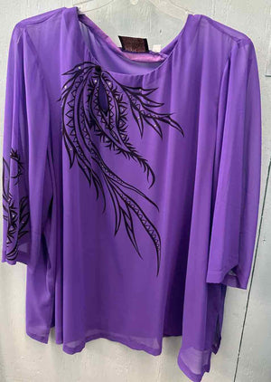 Size 3X Bob Mackie Purple Long Sleeve Shirt